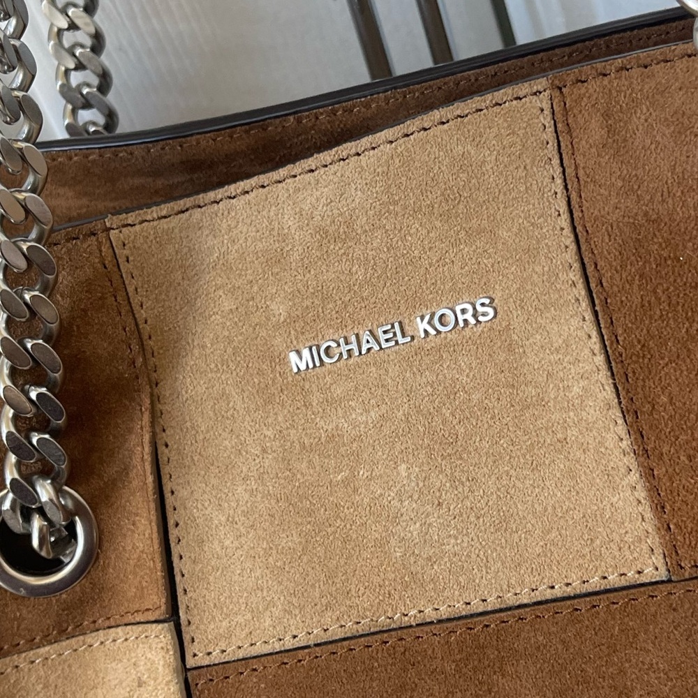 Michael Kors Suede Patchwork Studded Shoulder Bag… - image 3